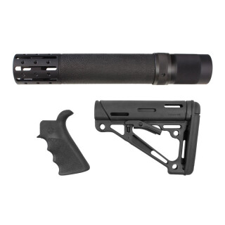 Hogue AR-15 Kit Rifle Length Forend Pistol Grip OverMolded Collapsible Stock Black 15078