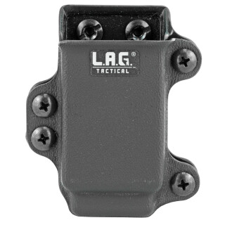 L.A.G Tactical Inc Single Pistol Magazine Carrier Single Stacked 9/40 Slim Magazines Belt Clip Attachment System Kydex Construction Matte Black