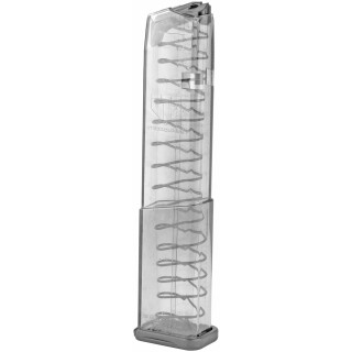 Elite Tactical Systems Magazine 9mm Luger 19 Rounds Translucent Clear Finish for Glock 43x/48