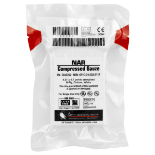 North American Rescue Compressed Gauze 4.5"x4.1 yd. Sterile 100% Cotton