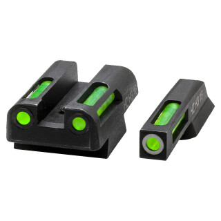 Hi-Viz LiteWave H3 CZ 75/85/P-01 Green Fiber Optic Tritium Front And Green Rear Sight Set Steel Black