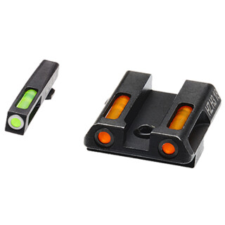 HiViz Litewave H3 Tritium/Litepipe fits Glock 42/43 Models Green Front Sight with White Front Ring/Orange Rear Sight Steel Housing Matte Black