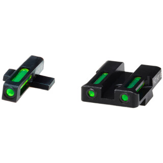 HiViz LITEWAVE H3 Kimber 1911 Green Tritium Fiber Optic Night Sight Set Steel Black
