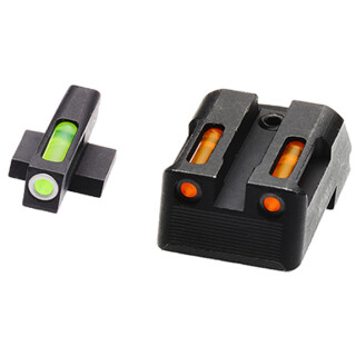 HiViz Litewave H3 Tritium/Litepipe fits Kimber 1911 Models Green Front Sight with White Front Ring/Orange Rear Sight Steel Housing Matte Black