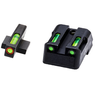 HiViz Litewave H3 Tritium/Litepipe fits Kimber 1911 Models Green Front Sight with Orange Front Ring/Green Rear Sight Steel Housing Matte Black