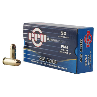 Prvi Partizan PPU .45 ACP Ammunition 50 Rounds FMJ 230 Grain