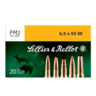 Sellier & Bellot 6.5x55 Swedish Ammunition 20 Rounds FMJ 140 Grain