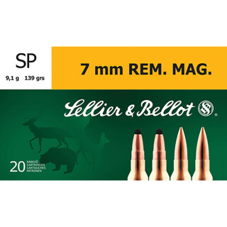 Sellier & Bellot 7mm Rem Mag SP, 139 Grain, 3160 fps 20 Rounds SB7B