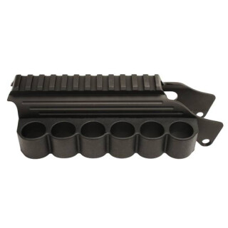 TacStar Shotshell Ammunition Sidesaddle Raised Picatinny Rail 12 Gauge Mossberg 500/590 6 Round Capacity Aluminum Black