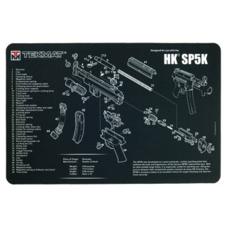 TekMat Heckler & Koch HK SP5K Armorer's Bench Mat 17"x11"x1/8" 3mm Thick Non-Skid Neoprene Back Water Proof/Oil Resistant/Washable Black Finish