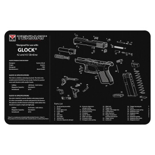TekMat Gun Accessories for Glock 42/43 Schematic 15"x20" Gun Cleaning Mat Black