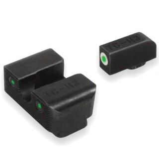 TRUGLO Tritium Pro FNP/FNX/FNS Full Size/Compact 9 Night Sight Set Green Tritium 3-Dot Configuration Front White Focus Lock Ring Steel Black