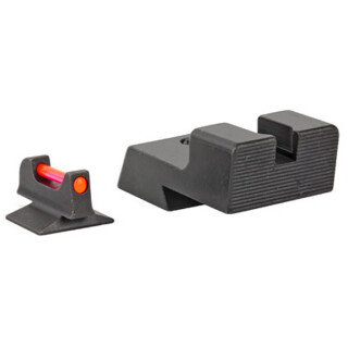 Trijicon Fiber Optic Sight Set Fits 1911 Novak Low Cut Models Red Fiber Front/Blacked Out Rear Steel Housing Matte Black Finish