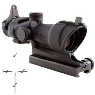 Trijicon ACOG TA01NSN 4x32 Riflescope Illuminated Amber Crosshair .223 Ballistic Reticle 1/2 MOA Aluminum Black with TA51 Mount and Backup Iron Sights TA01NSN