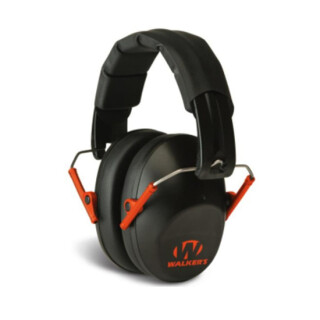 Walker's Game Ear Pro Low Profile Folding Ear Muffs NRR 22 dB Black with Orange