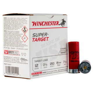 Winchester Super-Target 12 Gauge Ammunition 25 Round Box 2-3/4" #7.5 Lead 1oz 1250 fps