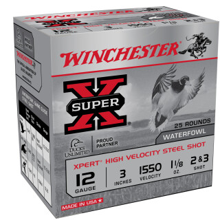 Winchester Super-X 12 Gauge Ammunition 25 Rounds 3" #2 and 3 Steel 1-1/8 oz