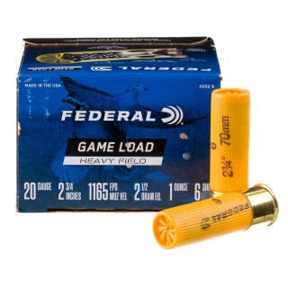 Federal Game Load 20 Gauge 250 Rounds 2-3/4" #6 Shot 1 Ounce
