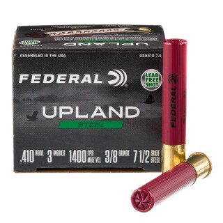 Federal Upland Steel 410 Bore Shotshell 25 Rounds 3" #7.5 Steel Shot 3/8 Ounce