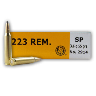 Sellier & Bellot .223 Remington Ammunition 20 Rounds 55 Grain Soft Point 3301 fps