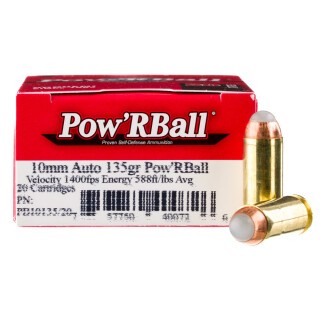 Ammo 10mm Auto Cor-Bon Glaser Pow'RBall 135 Grain Jacketed Hollow Point/Polymer Ball Bullet 1400 fps 20 Rounds PB10135/20
