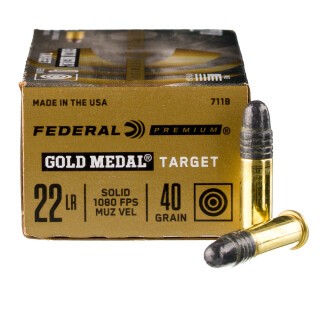 Federal Gold Medal Target .22LR Ammunition 500 Rounds LRN 40 Grain