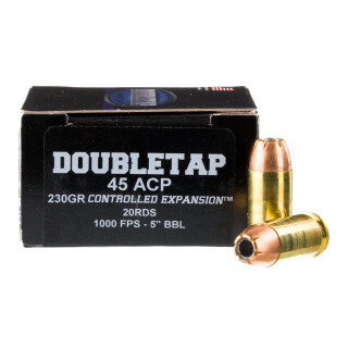 DoubleTap Defense .45 ACP Ammunition 20 Rounds JHP 230 Grain