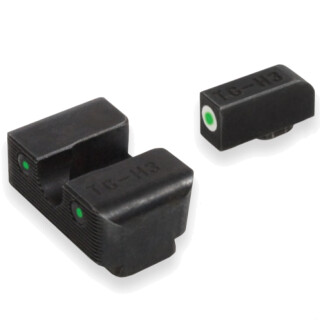 TruGlo Brite Site Tritium Pro HK VP9/VP40/P30/HK45 Front/Rear Night Sight Set Green Tritium 3-Dot Configuration Front White Focus Lock Ring Steel Black