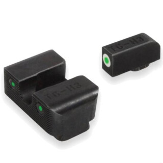 TruGlo Brite Site Tritium Pro for Glock MOS 17/19/35/34 Front/Rear Night Sight Set Green Tritium 3-Dot Configuration Front White Focus Lock Ring Steel Black