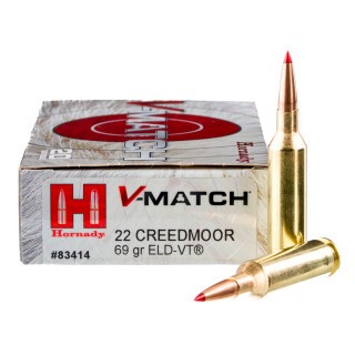Hornady V-Match .22 Creedmoor Ammunition 20 Rounds ELD-VT 69 Grains