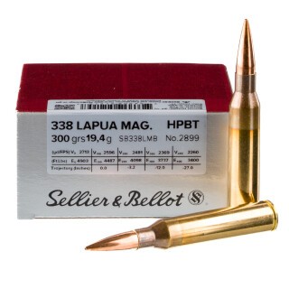Sellier & Bellot .338 Lapua Magnum Ammunition 10 Rounds Match BTHP 300 Grain