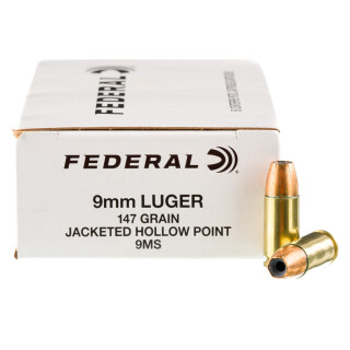 Federal 9mm Luger Ammunition 50 Rounds JHP 147 Grain