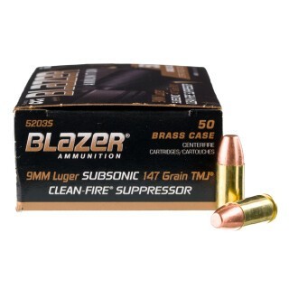 Blazer Brass Clean-Fire Suppressor 9mm Luger Ammunition 50 Rounds TMJ FN 147 Grains