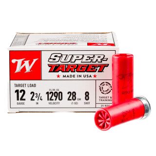 Winchester Super-Target 12 Gauge Ammunition 25 Rounds 2-3/4" #8 Lead 1 Ounce 1290 fps