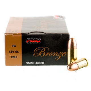 PMC Bronze 9mm Luger Ammunition 1000 Rounds FMJ 124 Grain