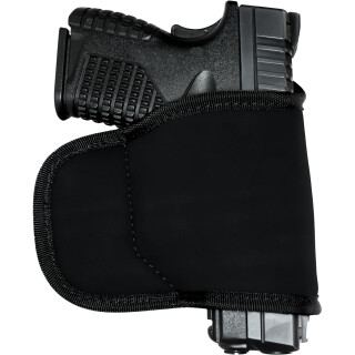 GROVTEC Multi Fit Small/Medium Frame Semi Automatic Pistols Belt Slide Holster Multi Layer Material Black with Black Trim GTHL-15098 BLKR