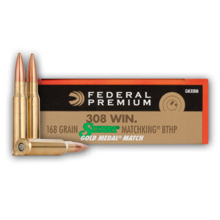 Federal Premium Gold Medal .308 Winchester Ammunition 500 Rounds MatchKing BTHP 168 Grain