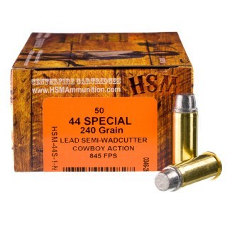 HSM Cowboy Action .44 Special Ammunition 50 Rounds LSWC 240 Grains