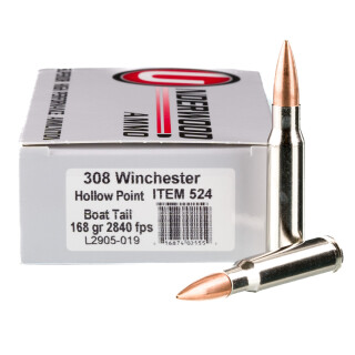 Underwood Ammo .308 Winchester Ammunition 20 Rounds Nosler Competition HPBT 168 Grain