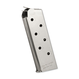 Chip McCormick 1911 Officer .45 ACP Magazine Match Grade 7 Rounds Stainless Steel M-MG-45CP7-P