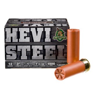 Hevi-Steel 12 Gauge Shotshell 25 Rounds 3" #1 Steel Shot 1-1/4 Ounce