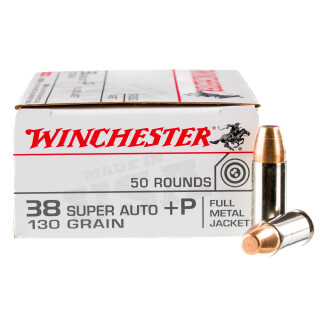Winchester USA .38 Super +P Ammunition 500 Rounds FMJ 130 Grain