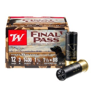 Winchester Final Pass 12 Gauge Shotshell 25 Rounds 3-1/2" BB & #1.5 Steel Shot 1-1/2 Ounce