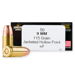 Armscor USA 9mm Luger +P Ammunition 50 Rounds JHP 115 Grain