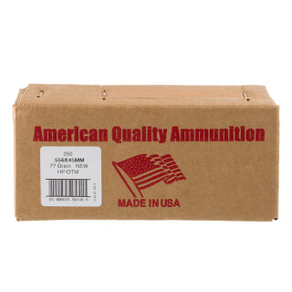 American Quality 5.56 NATO Ammunition 250 Rounds OTM 77 Grains