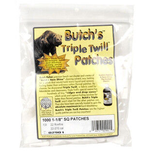 Butch's Triple Twill Patches .22 to .270 Caliber 1-1/8" Square 1000 Patches