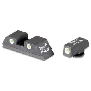AmeriGlo 9mm/.40/.357 Classic 3 Dot Tritium Night Sights for Glock Green with White Outline Front and Rear GL113