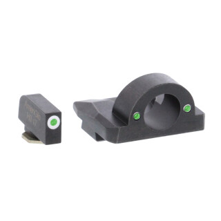 AmeriGlo Ghost Ring Sight Sets fits Glock 20/21 Gen 1-4 Green Tritium White Outline Front Sight Steel Housing Matte Black