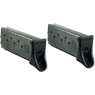 Two Ruger EC9s/LC9s 7 Round Magazine 9mm Luger Polymer Extended Base Plate Steel Body Blued Finish 2 Pack