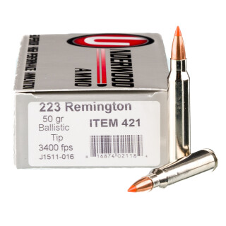 Underwood Ammo .223 Remington Ammunition 20 Rounds Ballistic Tip Varmint 50 Grain